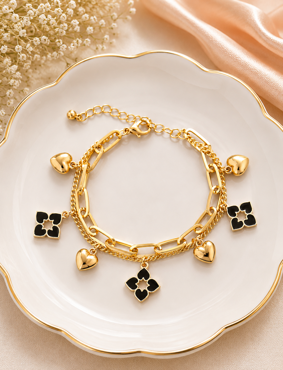 Gold Charm Chain Bracelet ( code 19-147)