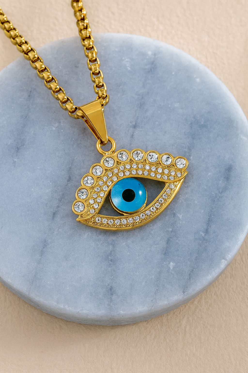 Cubic Zirconia Evil Eye Pendant Necklace (Code 9-70)