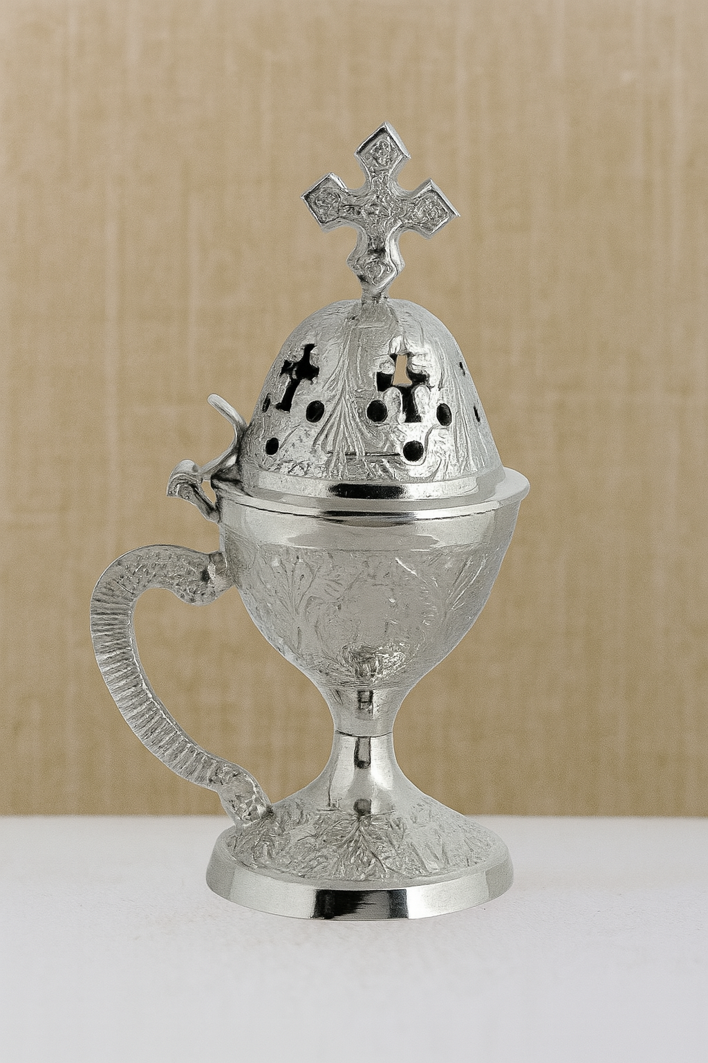 Orthodox   Silver Cross Incense Burner (Thimiato)
