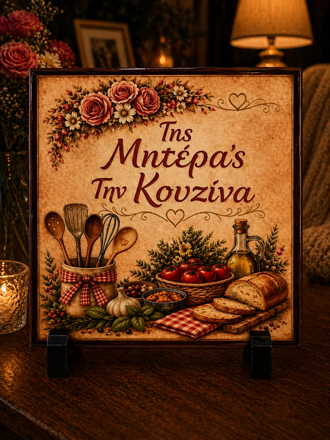 “Της Μητέρας Την Κουζίνα” Greek Kitchen Plaque – Mother’s Cooking Gift