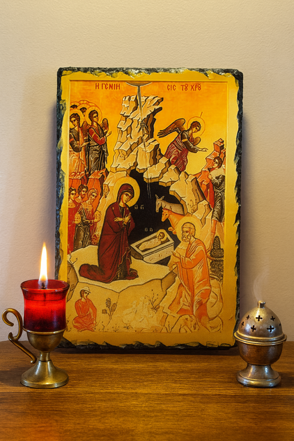 Ἡ Γέννησις τοῦ Χριστοῦ - Nativity Icon on Slate
