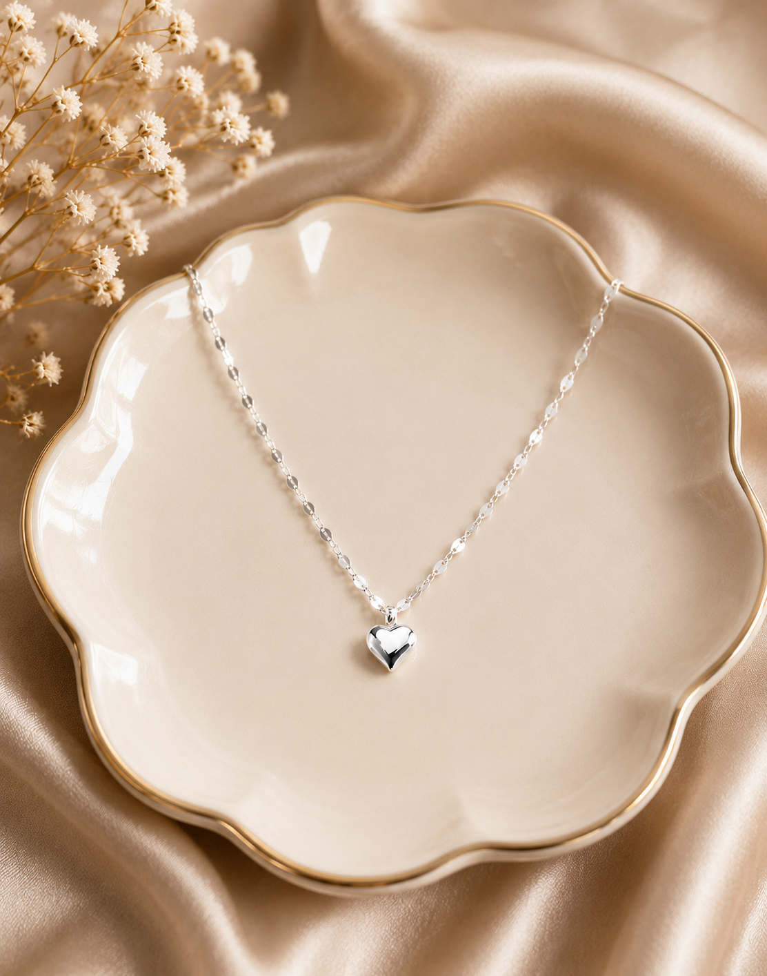 Silver Heart Pendant Necklace ( 19-150)