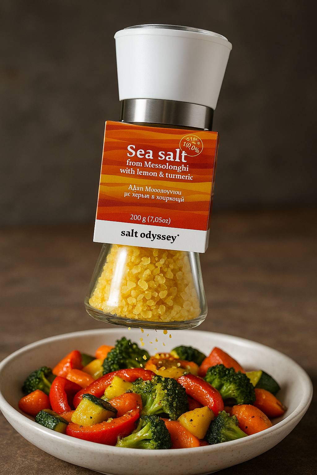 Salt Odyssey Sea Salt Mill with Lemon & Turmeric 190g