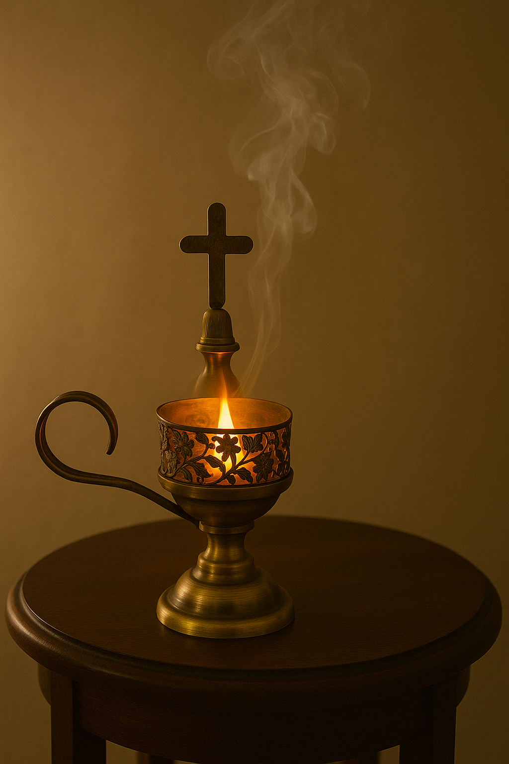 Metal Incense Burner with Cross Design