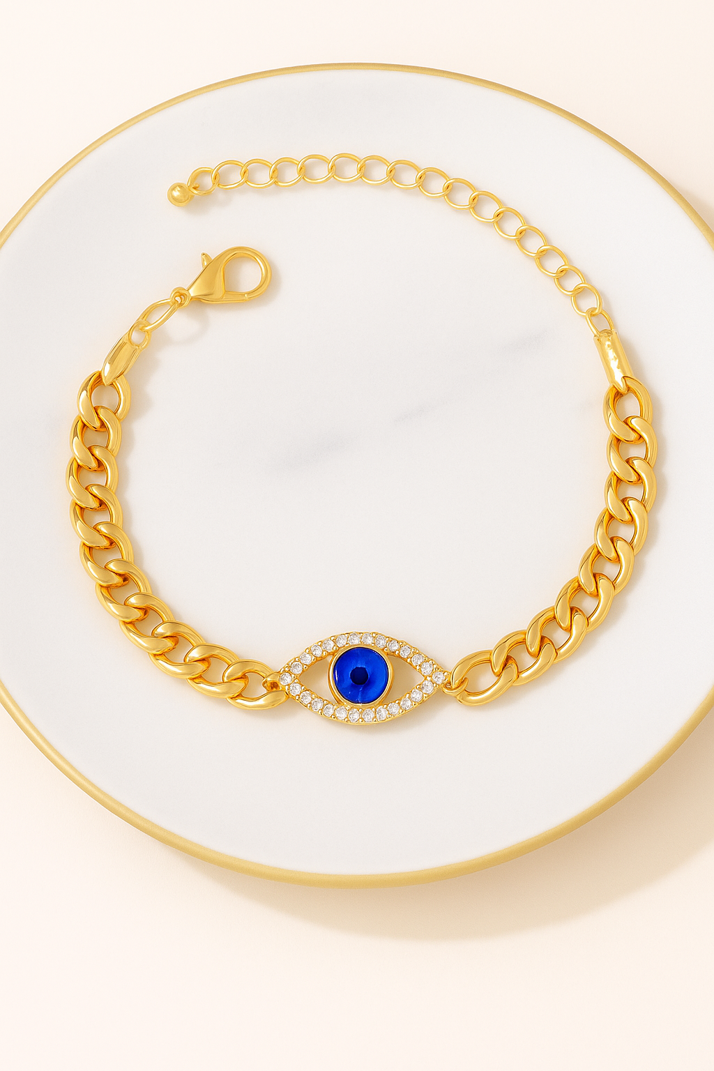 Gold Plated Evil Eye Cuban Link Bracelet (Code 11-82)
