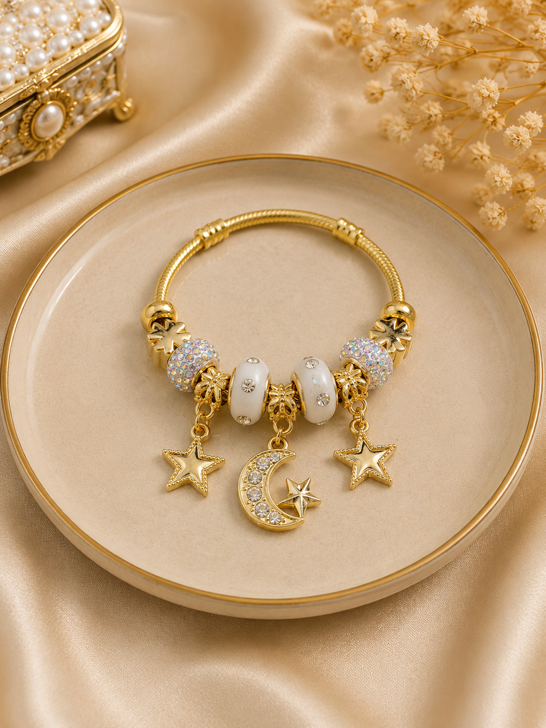 Gold Plated Moon & Star Charm Bracelet ( code 164)