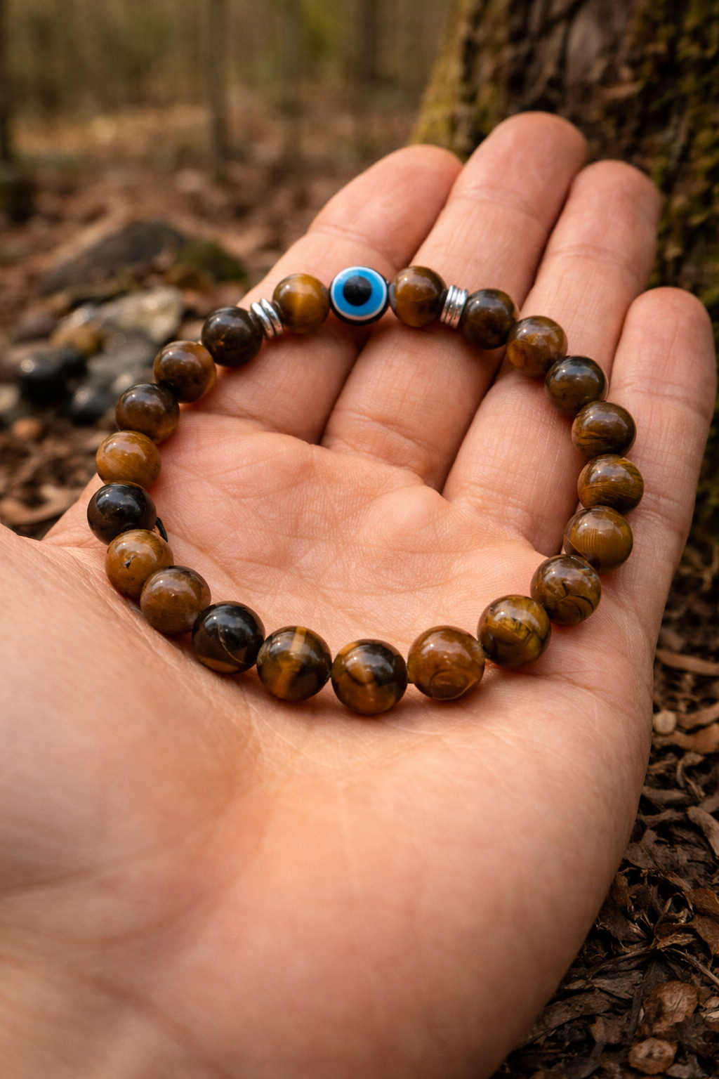 Evil Eye Tiger’s Eye Bracelet – Protection & Good Fortune
