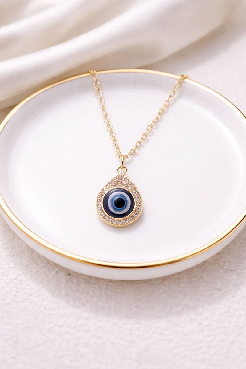 Evil Eye Pendant Necklace – Gold Tone ( code 16-122)