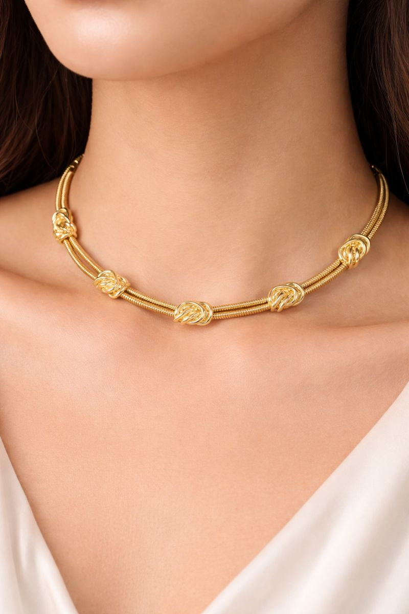Gold Knot Choker Necklace
