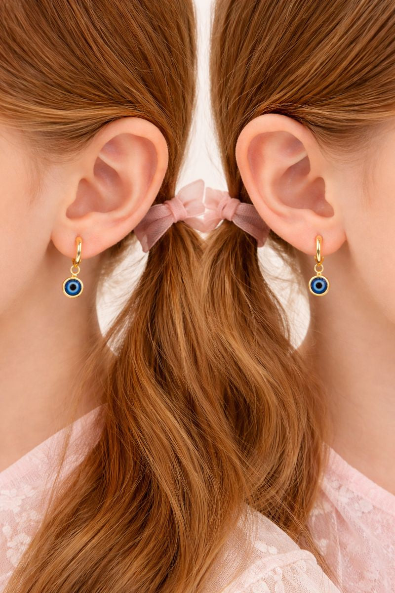 Children’s Gold Plated Evil Eye Huggie Earrings