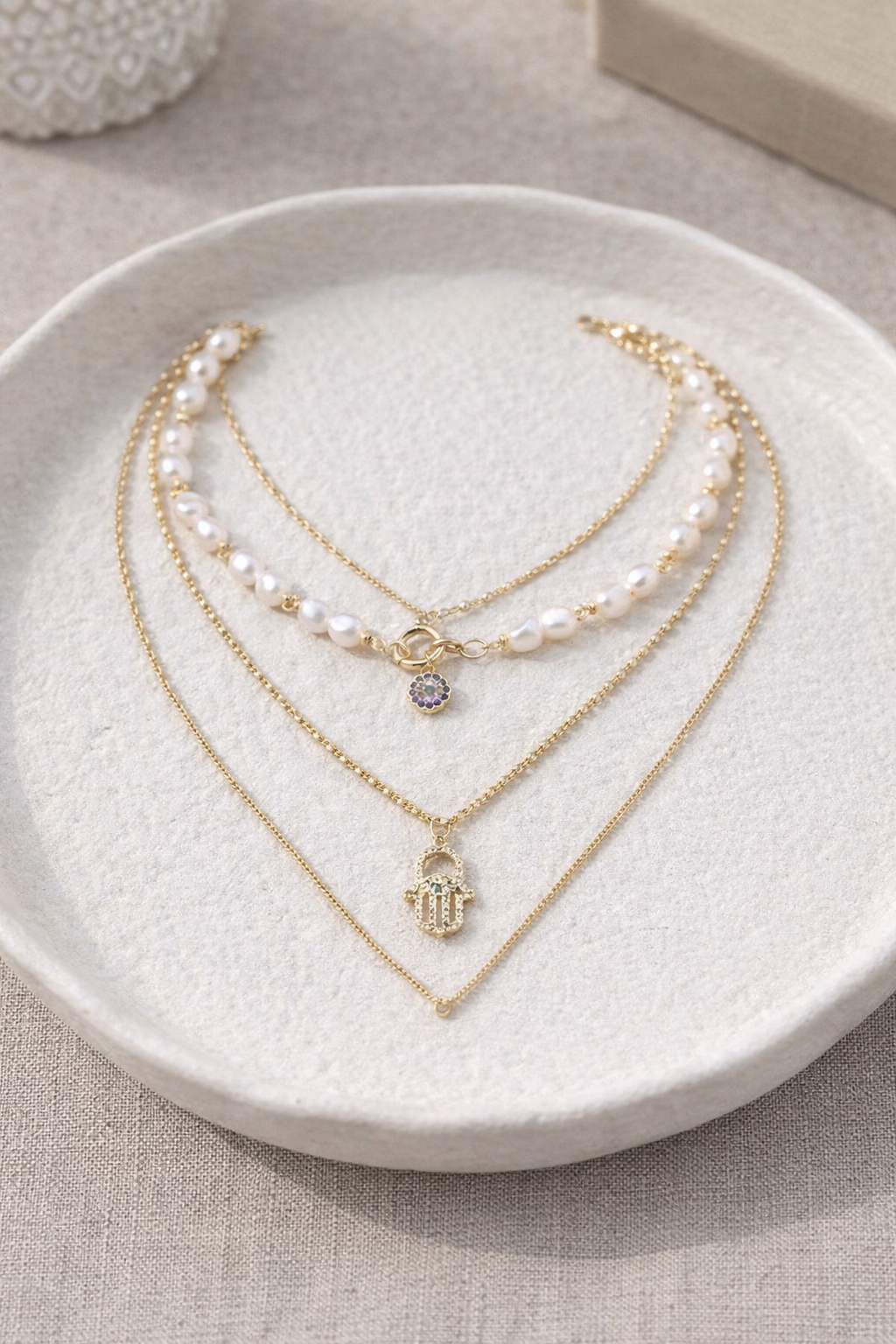 Elegant Layered Pearl Necklace Set