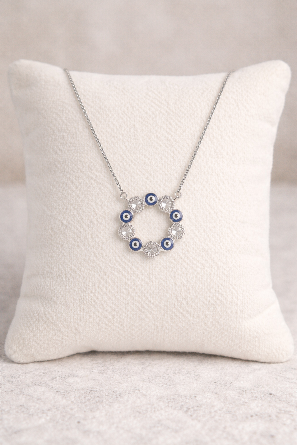 Evil Eye Circle Necklace – Gold Tone & Silver Tone
