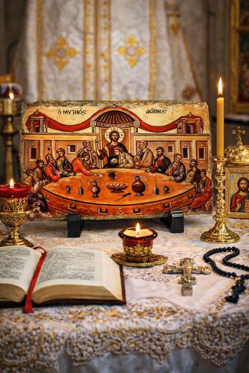 Last Supper Icon /Ὁ Μυστικός Δεῖπνος 22x12