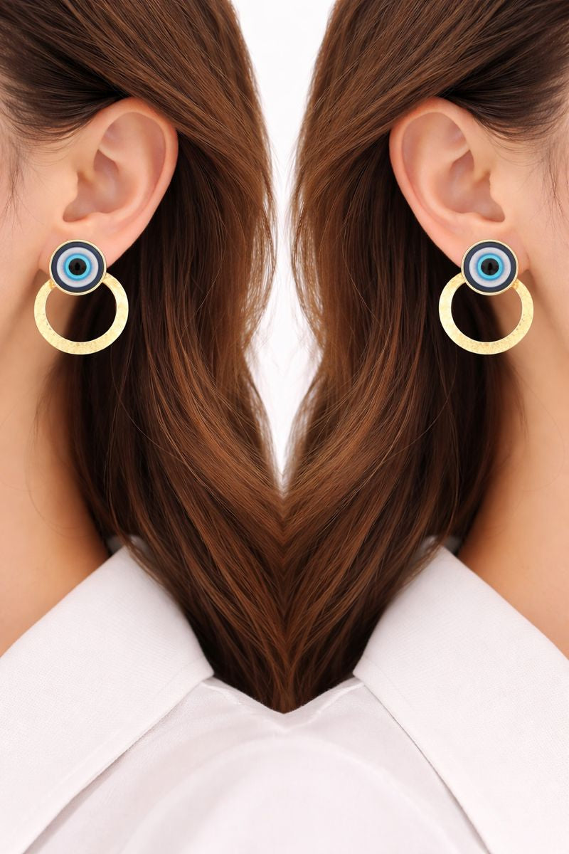Evil Eye Gold Plated Hoop Earrings