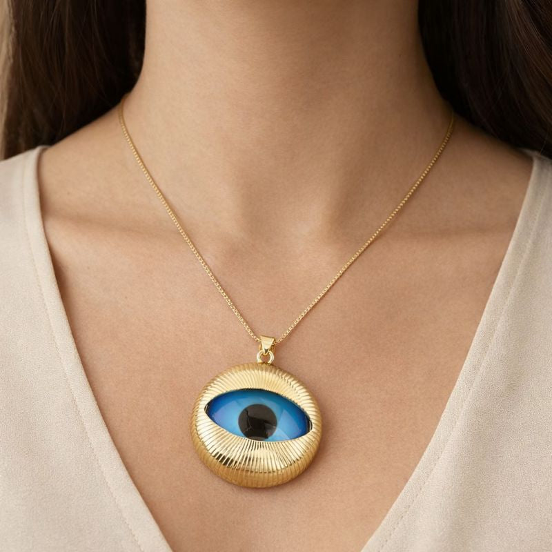 Trendy Round Evil Eye Charm Pendant Necklace for Women (code 115)