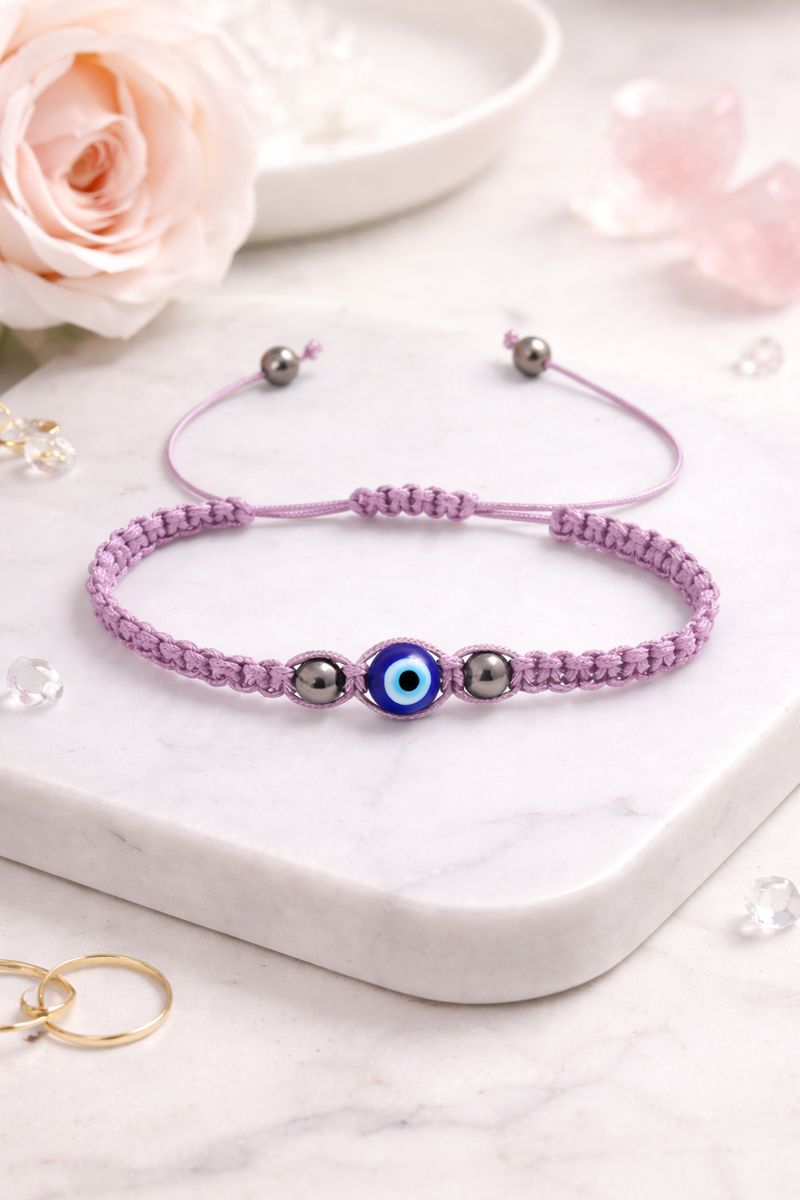 Purple Evil Eye Macrame Bracelet