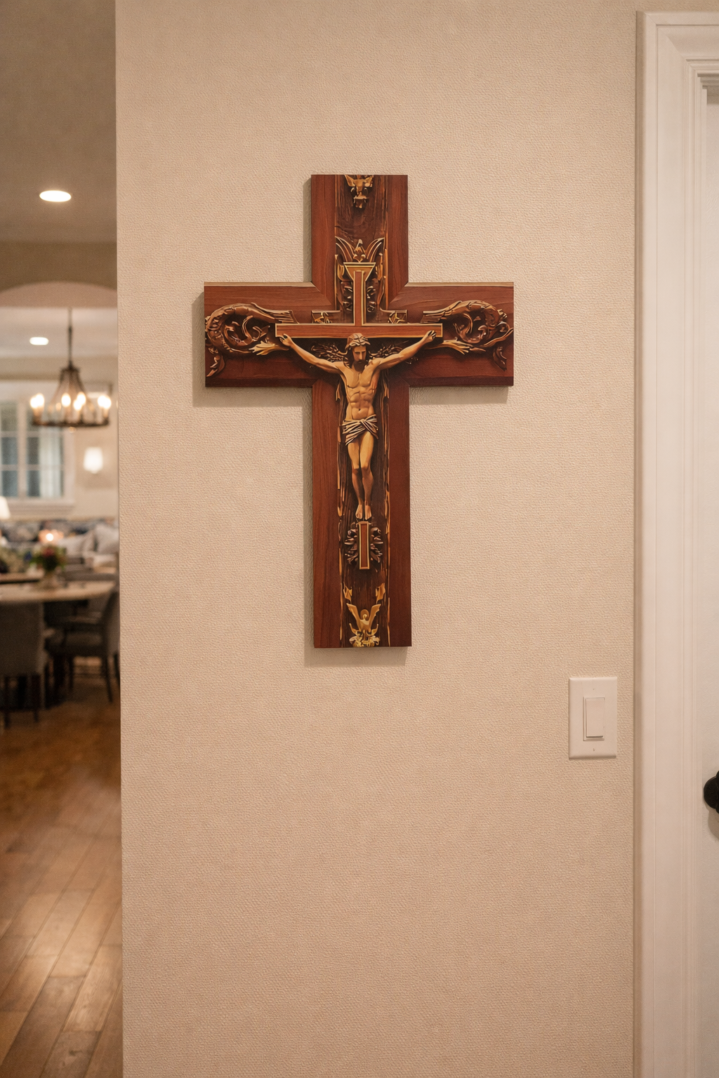 2D Flat Vintage Wooden Cross Wall Art
