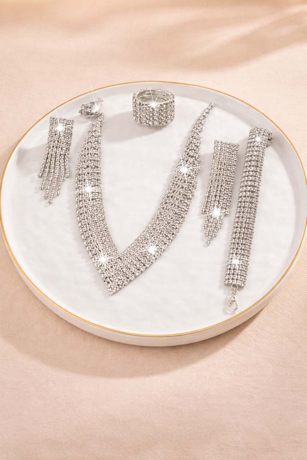 Fashionable European & American Cross-Border Sparkling Jewelry Set (137)