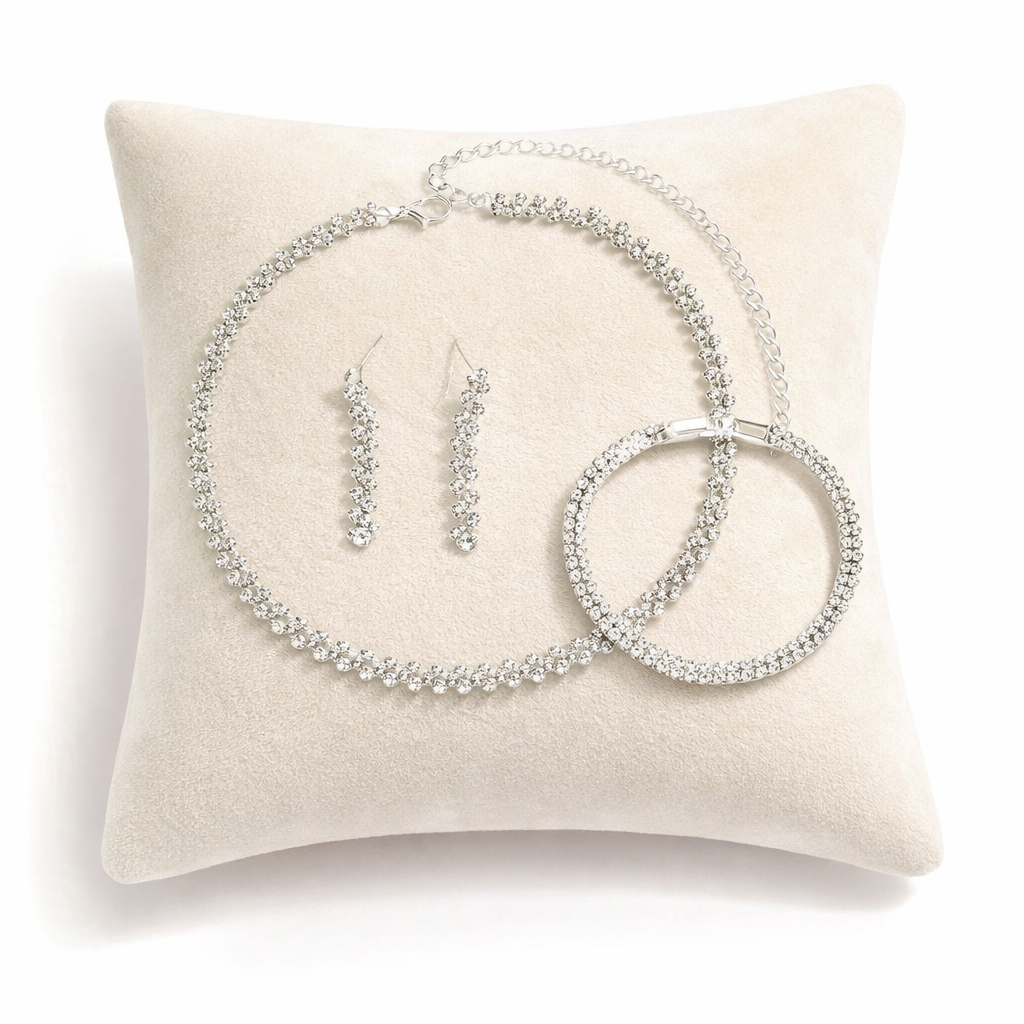 Elegant Necklace, Bracelet & Earrings Set – Silver Tone