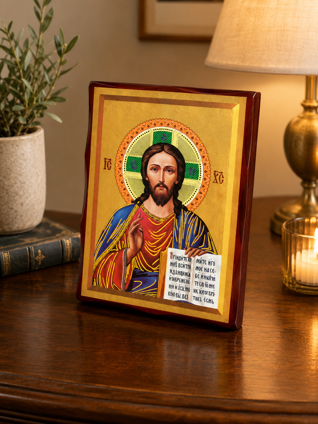 Orthodox Icon of Christ the Teacher – Wooden Plaque