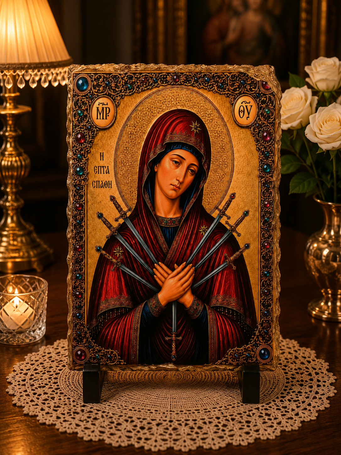 Our Lady of Sorrows (Panagia of the Seven Sorrows) Orthodox Icon