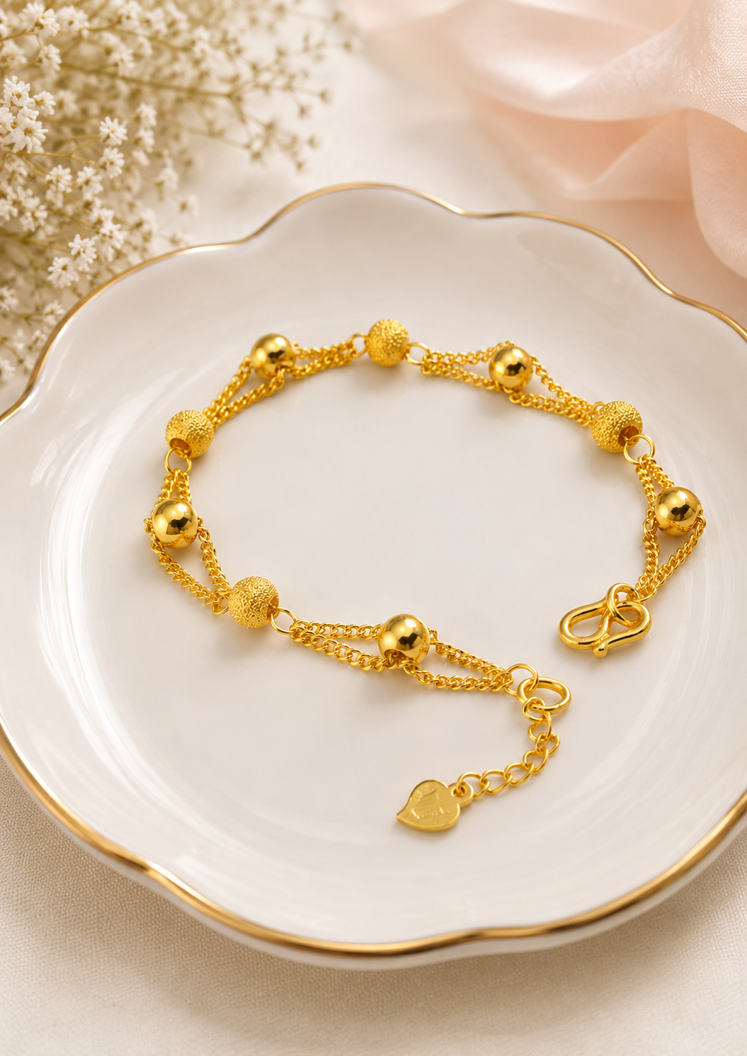 Golden Beaded Charm Bracelet ( code 19-146)