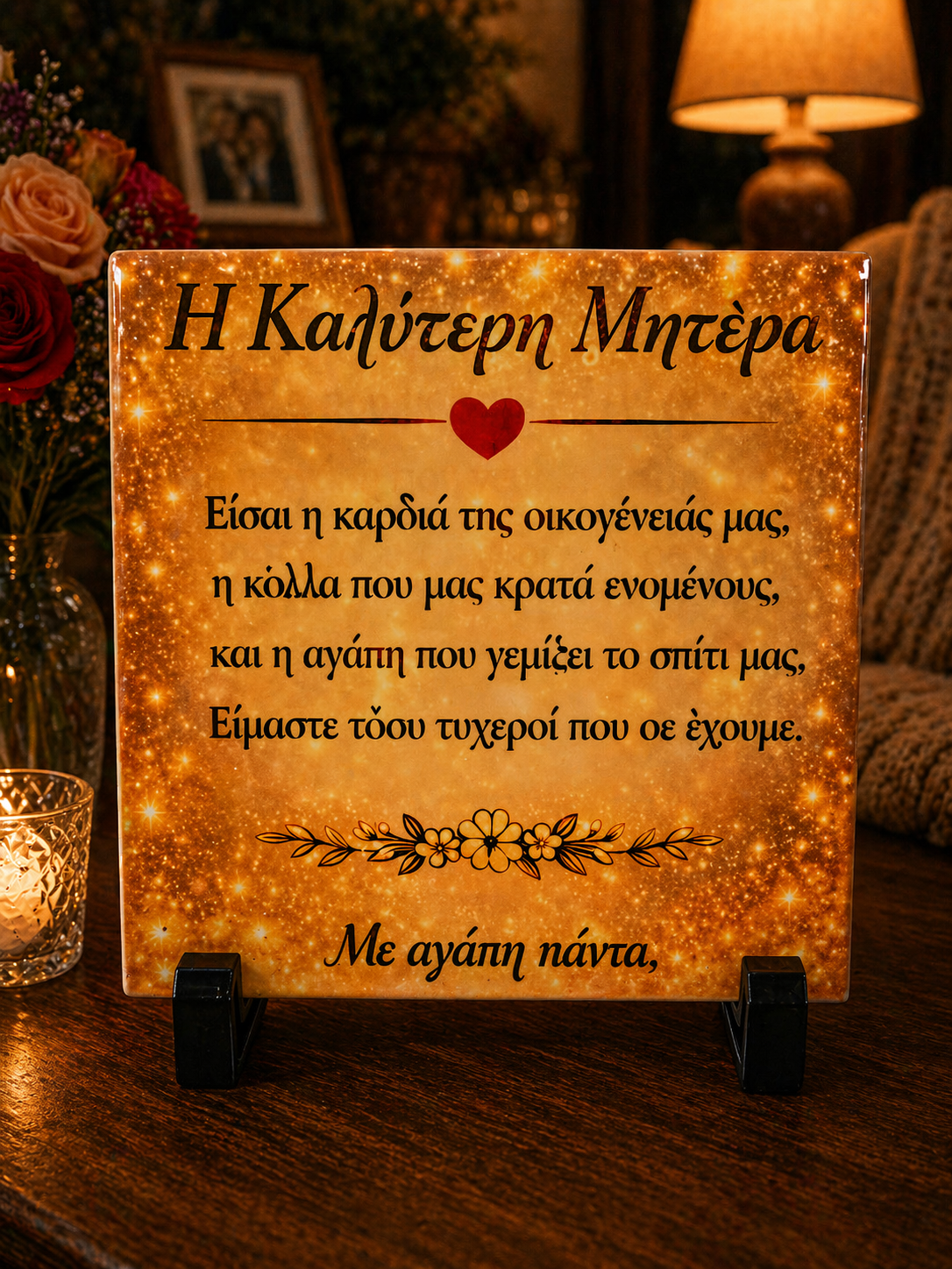 “Η Καλύτερη Μητέρα” Greek Plaque – Best Mother Ever Decorative Gift
