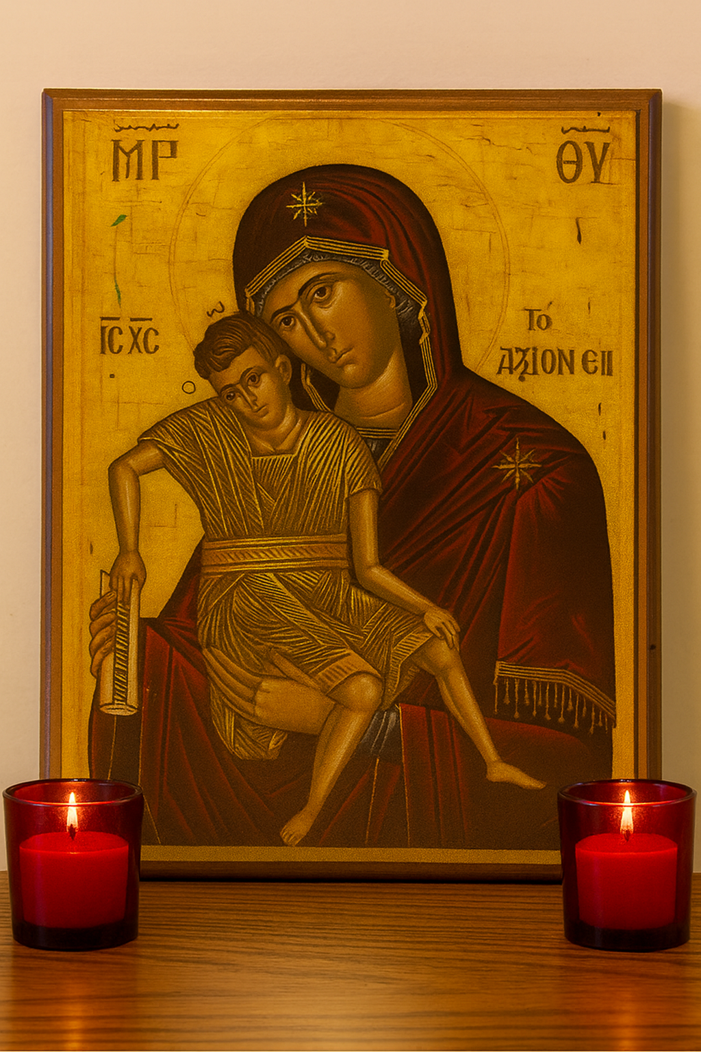 Orthodox Icon of the Theotokos and Christ Child 20x26