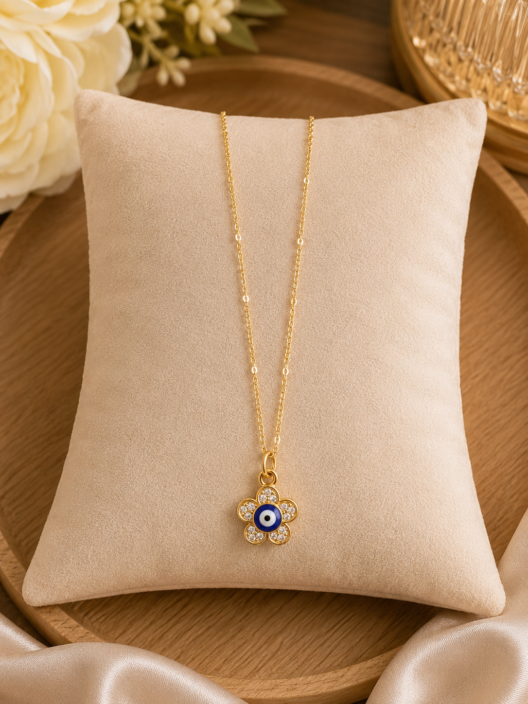 Flower Evil Eye Necklace – Gold Plated Finish ( Code 24-191)