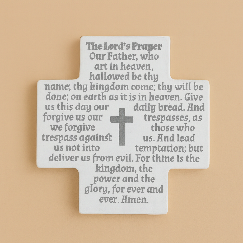 The Lord’s Prayer Cross Plaque in Greek and English