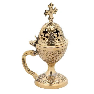 Handcrafted Brass Thimiato – Orthodox Incense Burner