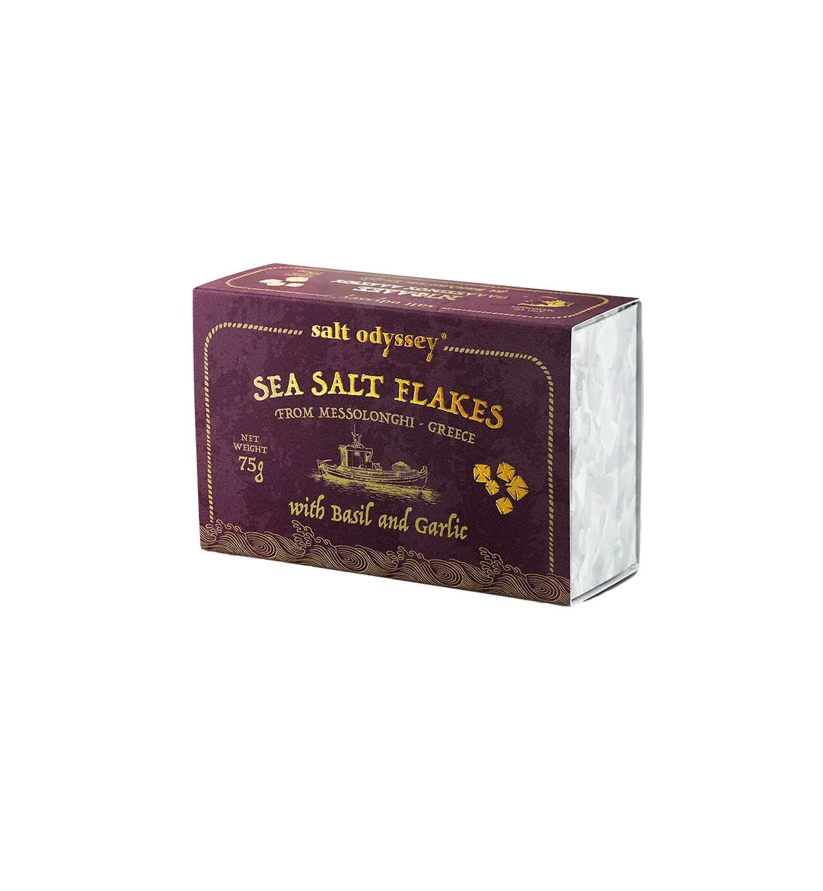 Salt Odyssey  Sea Salt Flakes with Basil & Garlic 75g