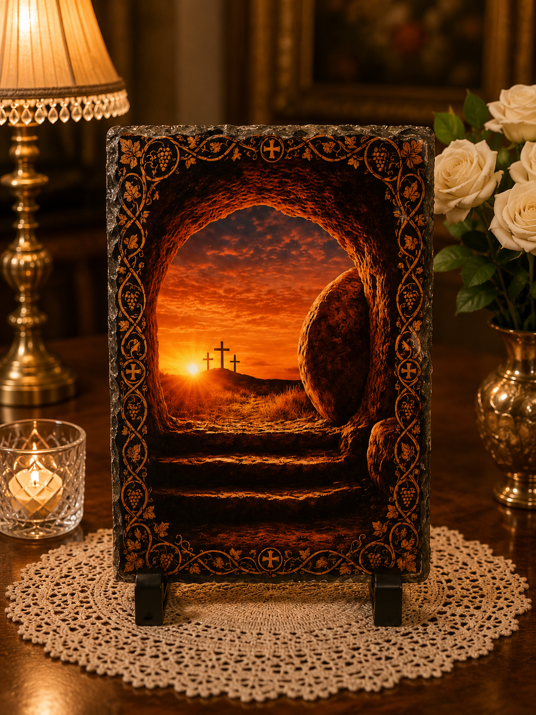 Empty Tomb Resurrection Scene Orthodox Plaque