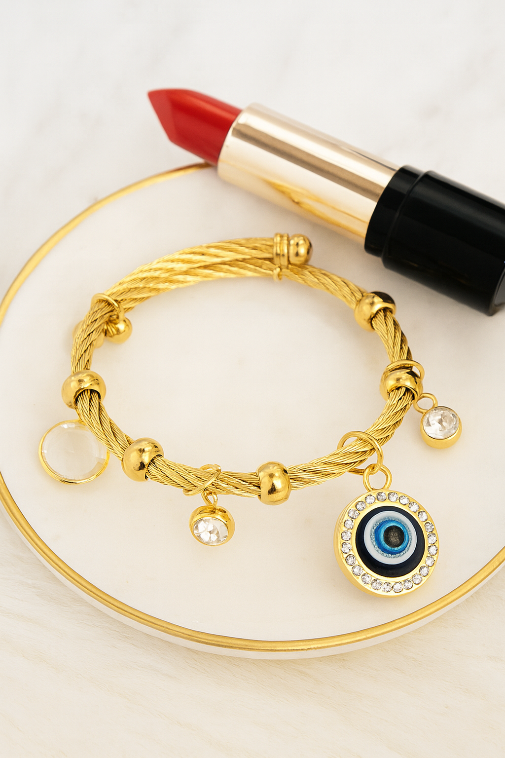 Women’s 18K Gold-Plated Blue Eye Charm Bracelet ( Code 21-168)