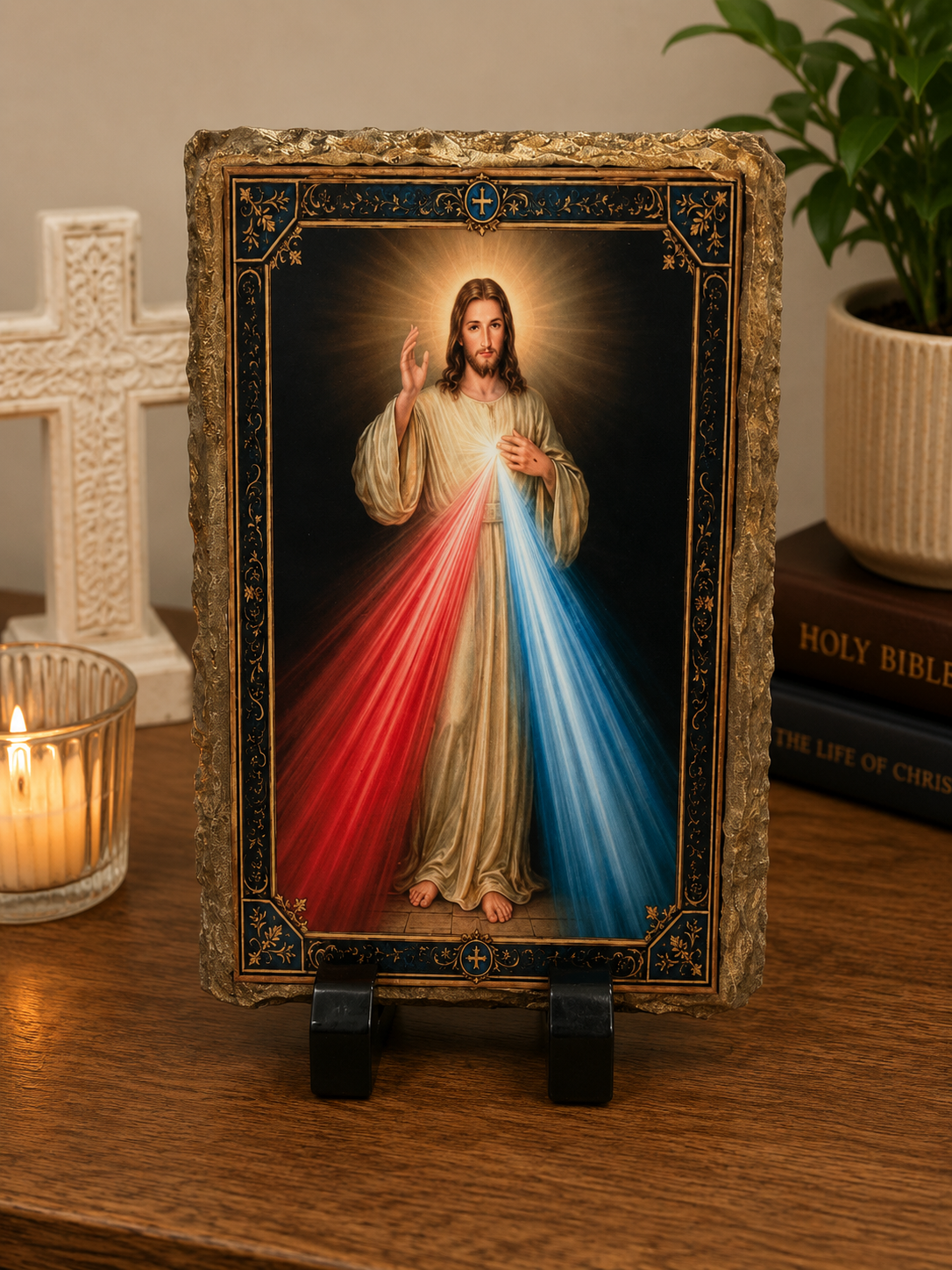 Divine Mercy Jesus Religious Slate Plaque