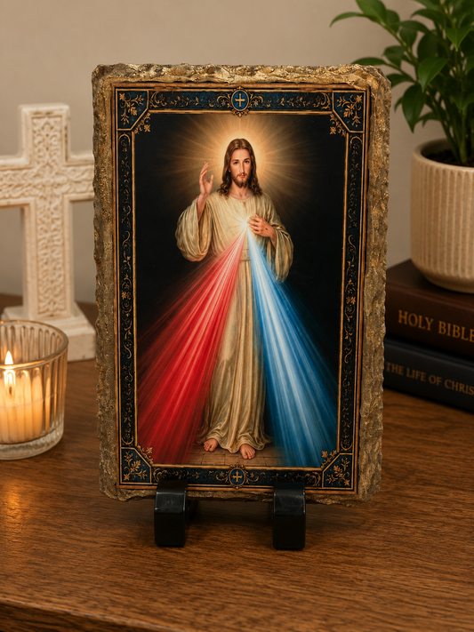 Divine Mercy Jesus Religious Slate Plaque