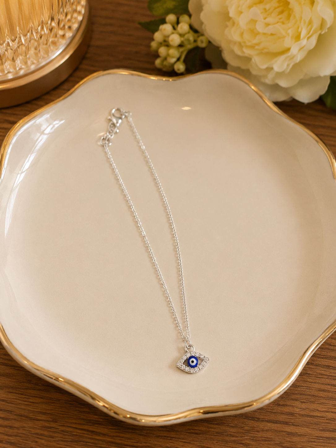 Silver PlatedEvil Eye Necklace ( code 24-192)