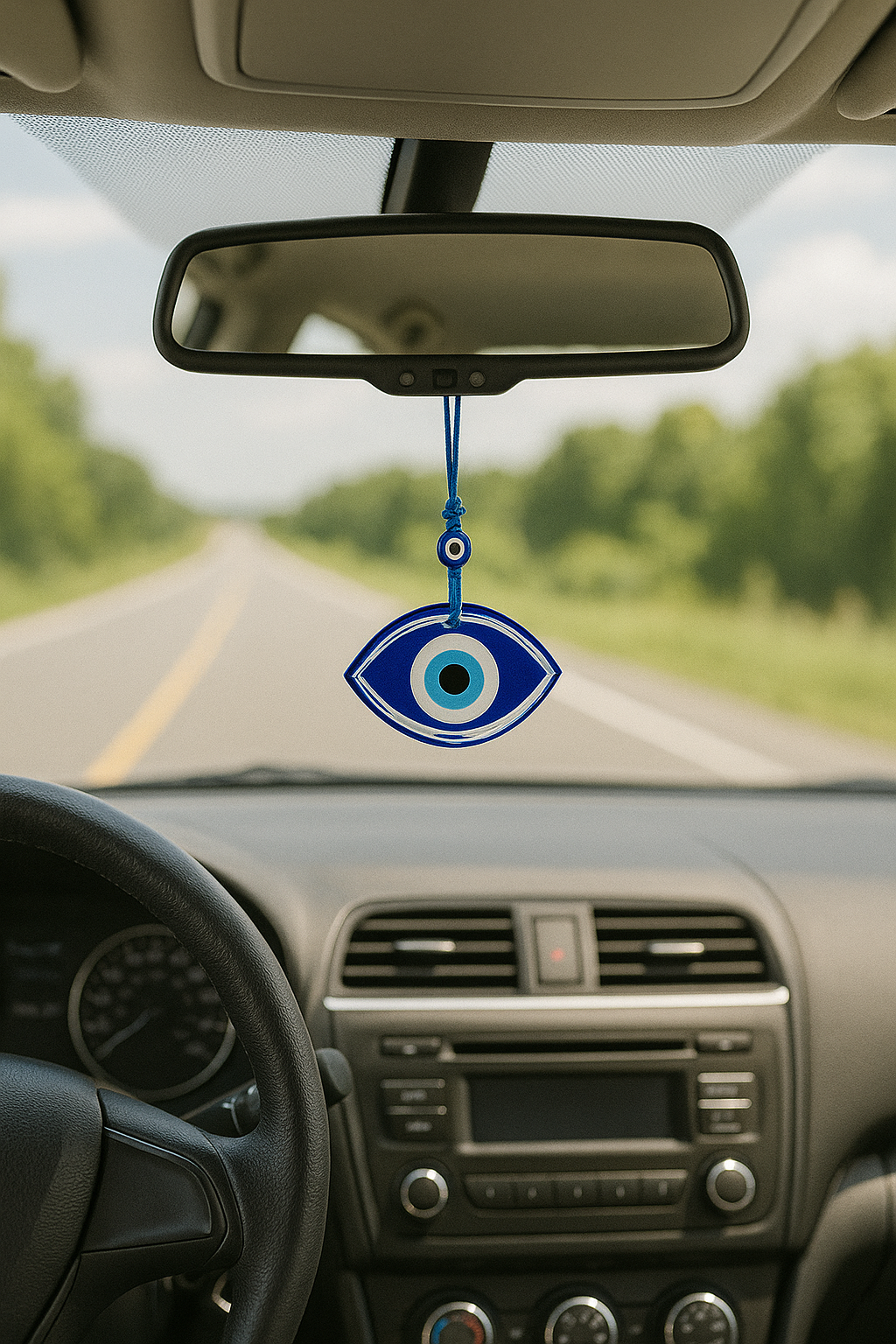 Glass Evil Eye Hanging Charm – Home & Car Protection Decor