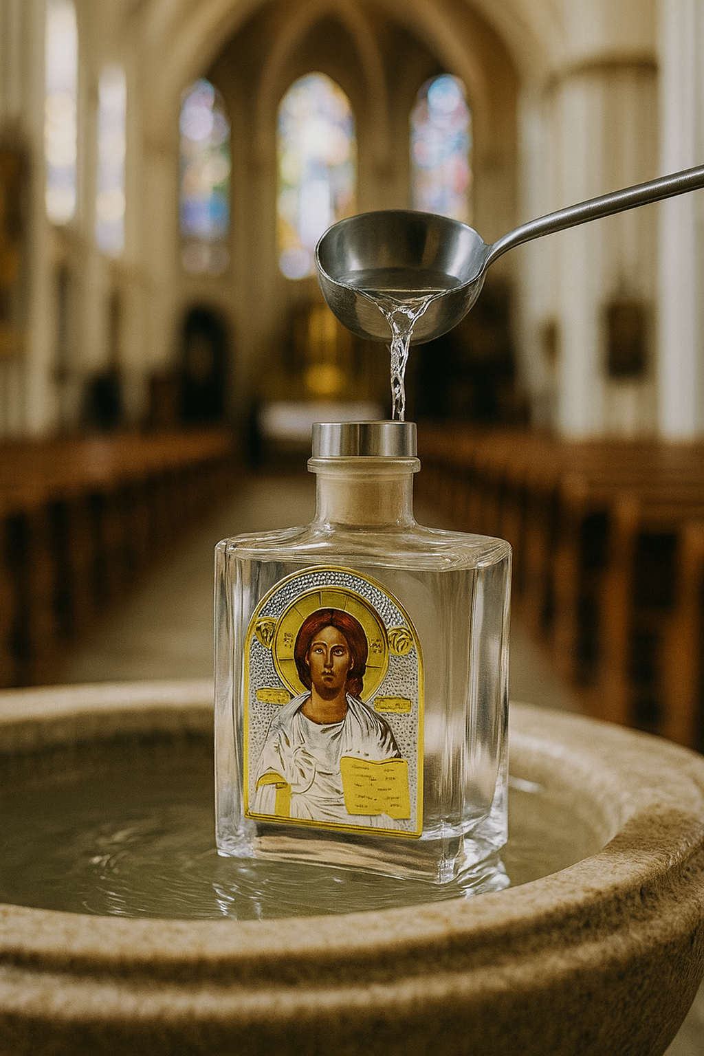 Gold Orthodox Icon Favor Bottle – Holy Mother & Child & Jesus 100ml