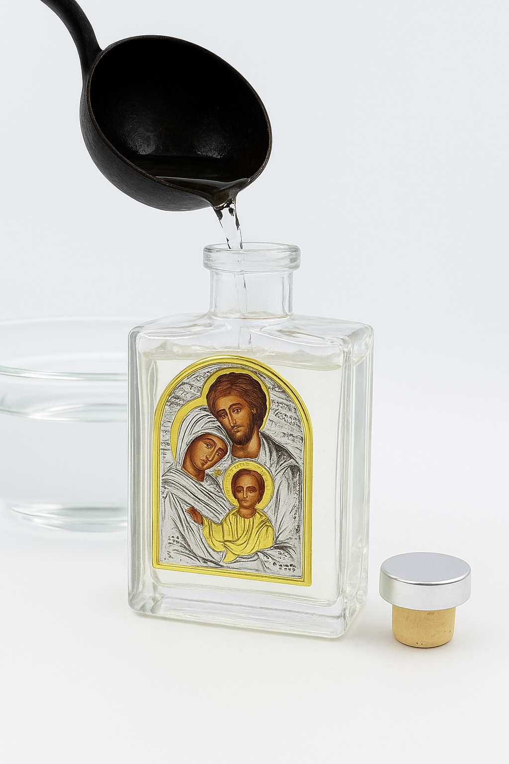 Gold Orthodox Icon Favor Bottle – Holy Mother & Child & Jesus 100ml