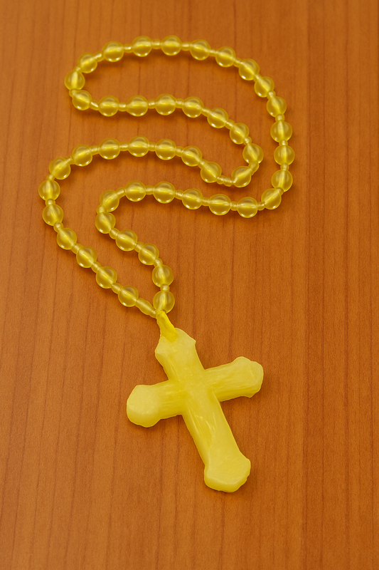 Gold - Blue - Black Colour Acrylic Beads Rosary with Glass Cross