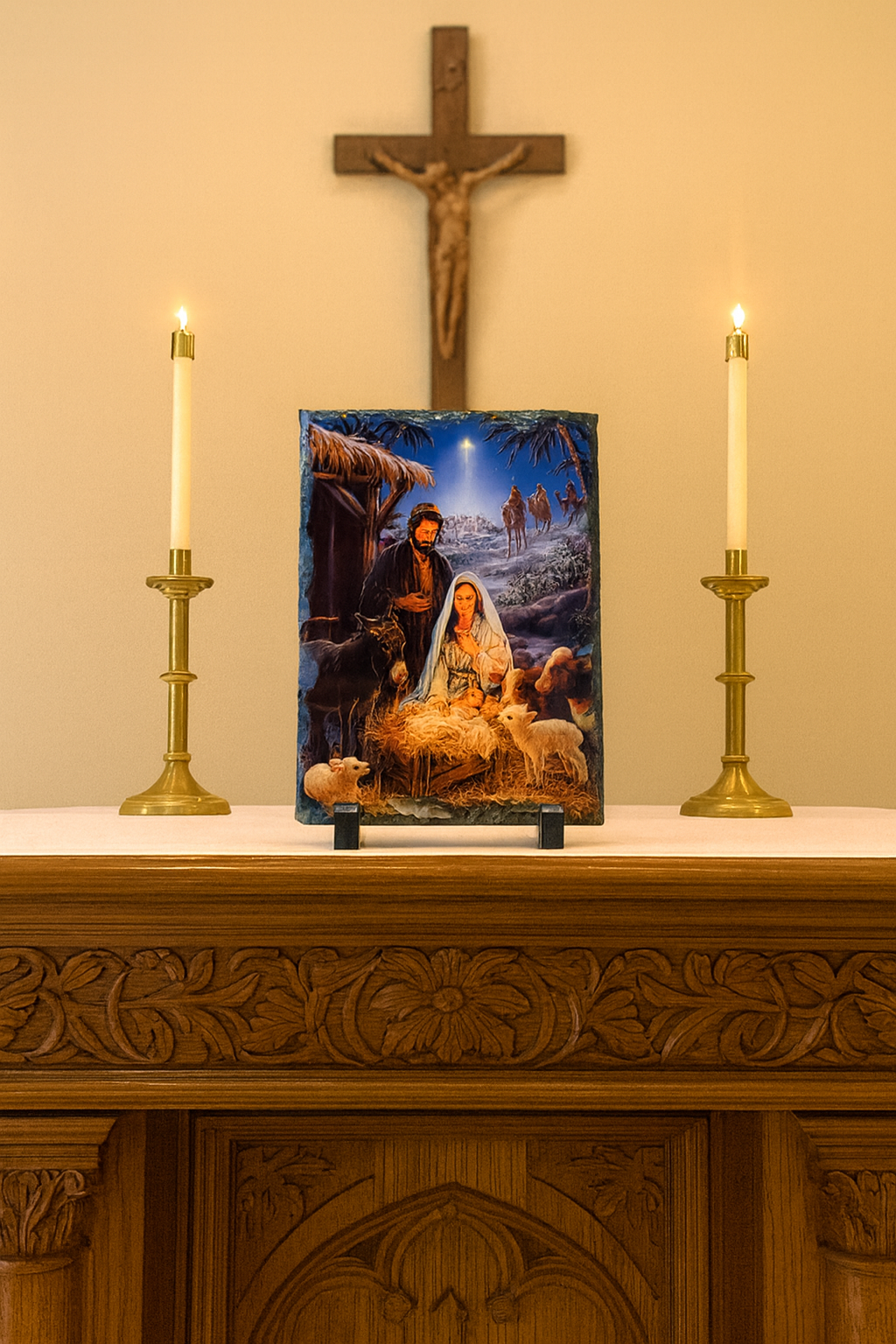 Nativity Scene Slate Plaque