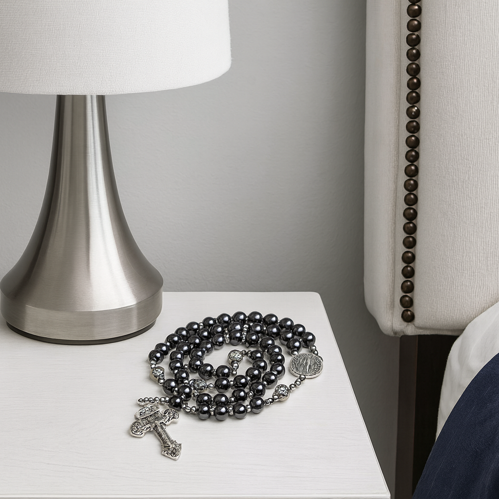 Hematite Rosary Beads – Catholic Rosary Necklace for Men & Women