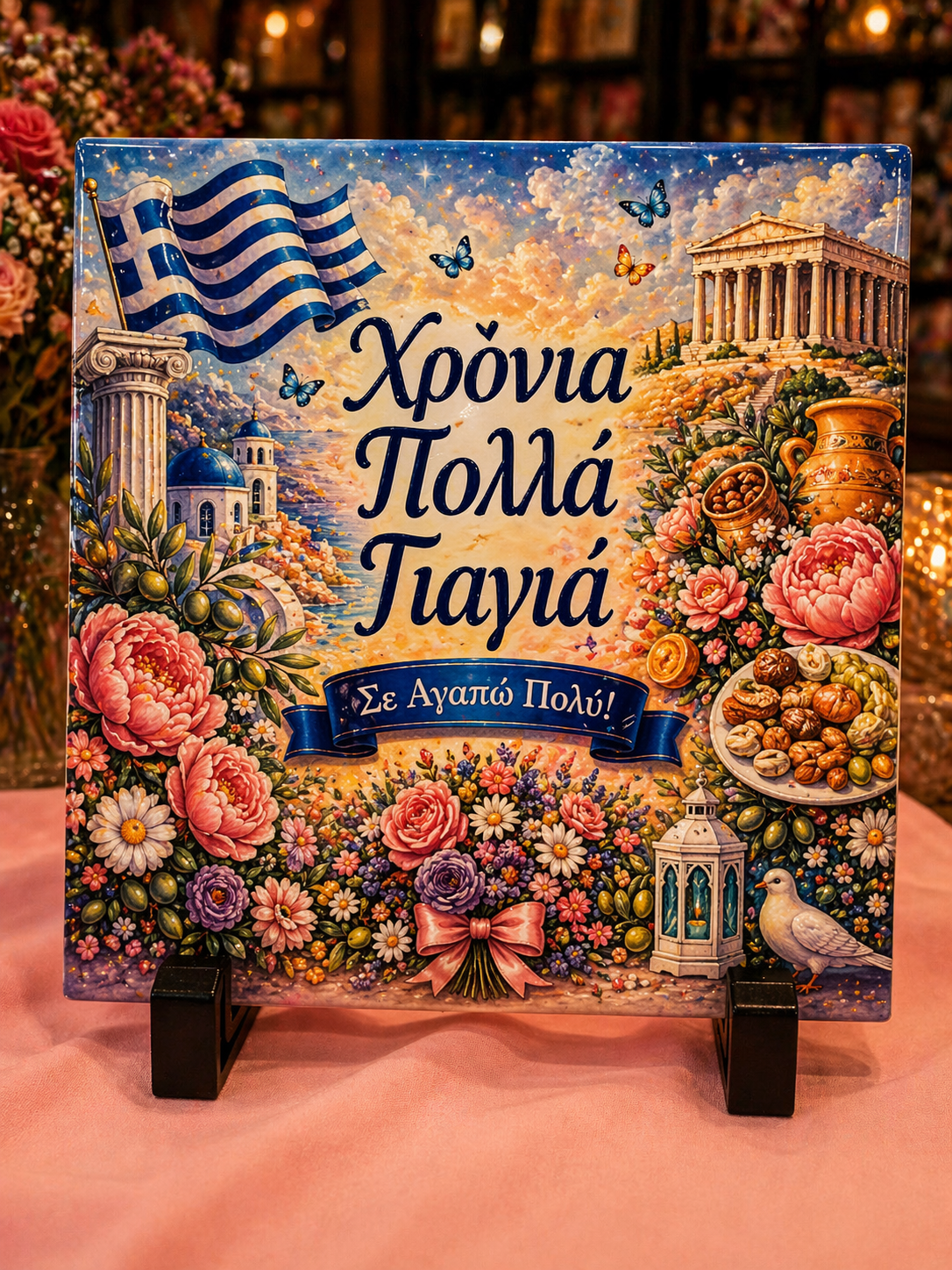 “Χρόνια Πολλά Γιαγιά – Σε Αγαπώ Πολύ!” Greek Grandmother Plaque Gift