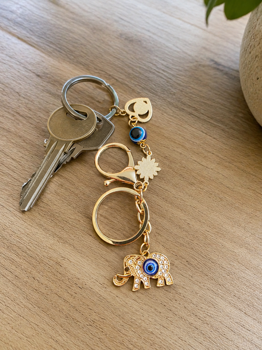 Elephant Evil Eye Keyring