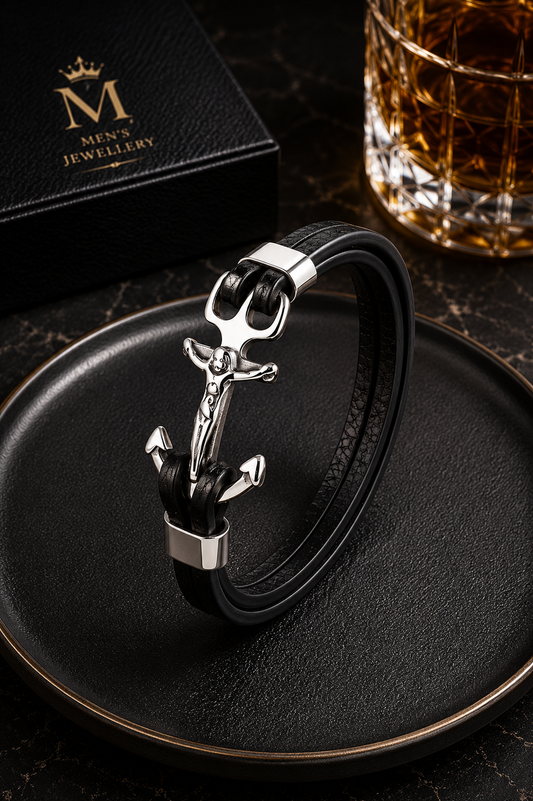 Men’s Anchor Leather Bracelet ( code 20-155)
