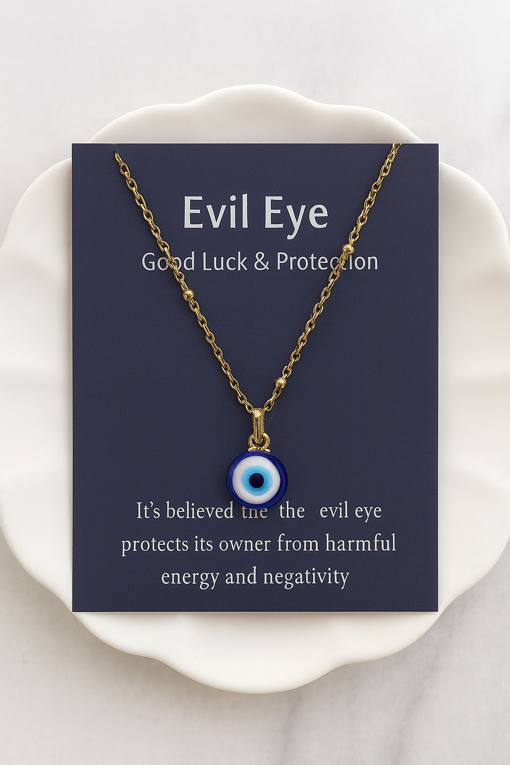 Elegant Evil Eye Pendant Necklace – Good Luck & Protection