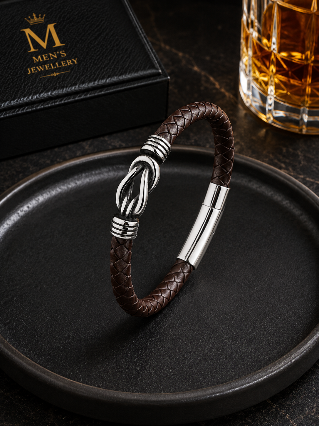 Men’s  Braided Leather Bracelet ( code 20-154)
