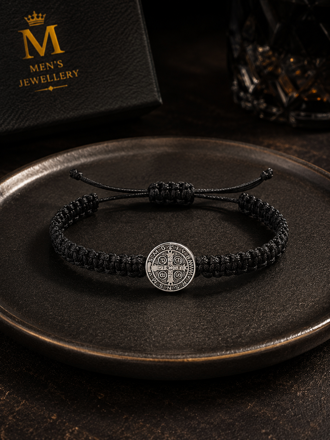 Men’s Black Braided Adjustable Bracelet ( code 20-159)