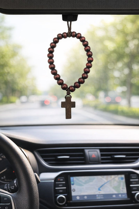 Handcrafted Wooden Rosary with Cross Pendant